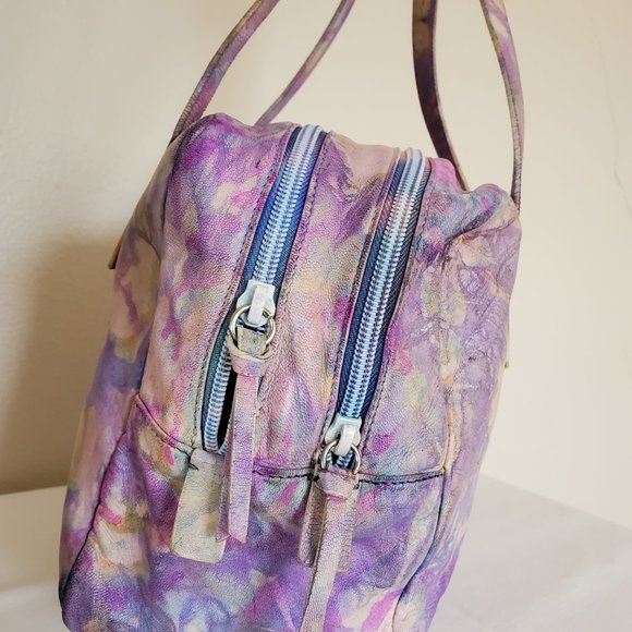 Prada leather hobo tote bag purple Pink blue white yellow grey ivory tie dyed - Picture 10 of 16